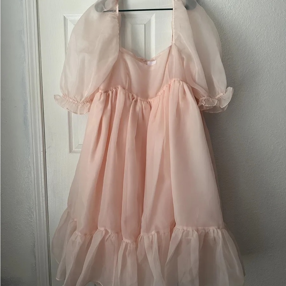 Selkie Peach Skin French Puff Dress